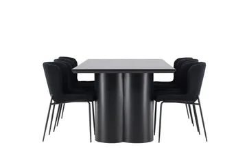 Spisegruppe Venture Home Olivia spisegruppe 210 cm rektangulær med 6 Modesto stole Sort/Sort/Sort - Møbler - Borde - Spisebordssæt