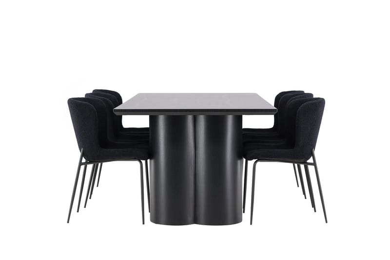 Spisegruppe Venture Home Olivia spisegruppe 210 cm rektangulær med 6 Modesto stole Sort/Sort/Sort - Møbler - Borde - Spisebordssæt