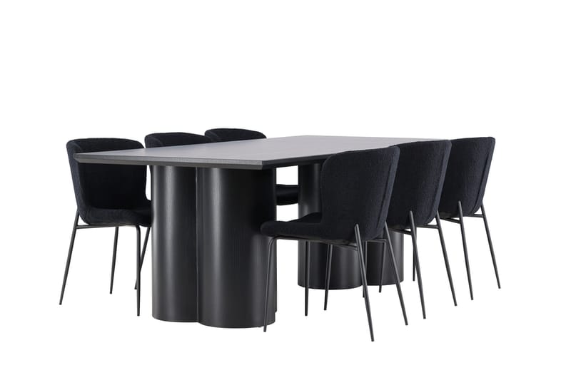 Spisegruppe Venture Home Olivia spisegruppe 210 cm rektangulær med 6 Modesto stole Sort/Sort/Sort - Møbler - Borde - Spisebordssæt