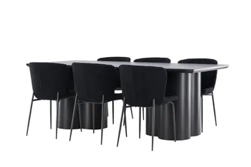 Spisegruppe Venture Home Olivia spisegruppe 210 cm rektangulær med 6 Modesto stole Sort/Sort/Sort - Møbler - Borde - Spisebordssæt