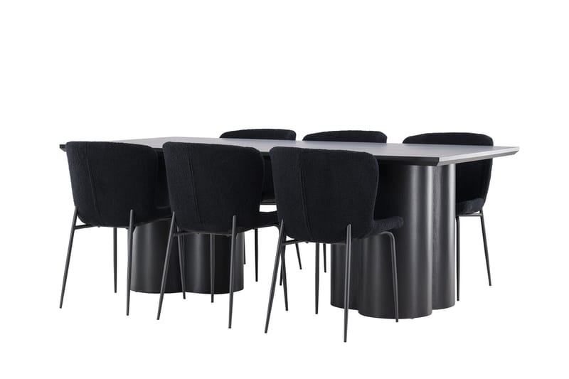 Spisegruppe Venture Home Olivia spisegruppe 210 cm rektangulær med 6 Modesto stole Sort/Sort/Sort - Møbler - Borde - Spisebordssæt