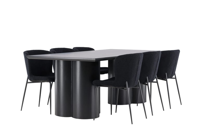 Spisegruppe Venture Home Olivia spisegruppe 210 cm rektangulær med 6 Modesto stole Sort/Sort/Sort - Møbler - Borde - Spisebordssæt