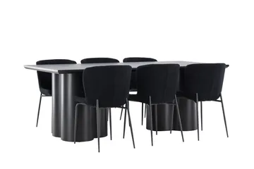 Spisegruppe Venture Home Olivia spisegruppe 210 cm rektangulær med 6 Modesto stole Sort/Sort/Sort - Møbler - Borde - Spisebordssæt