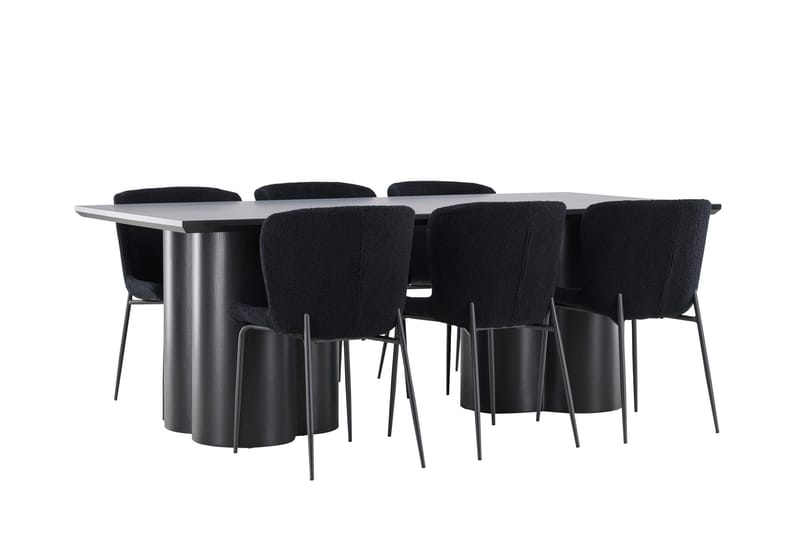 Spisegruppe Venture Home Olivia spisegruppe 210 cm rektangulær med 6 Modesto stole Sort/Sort/Sort - Møbler - Borde - Spisebordssæt