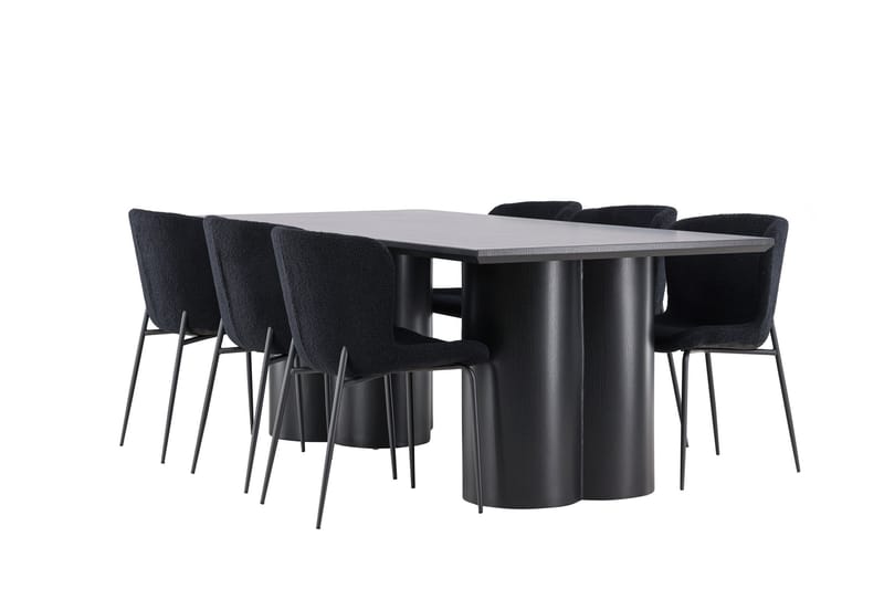 Spisegruppe Venture Home Olivia spisegruppe 210 cm rektangulær med 6 Modesto stole Sort/Sort/Sort - Møbler - Borde - Spisebordssæt