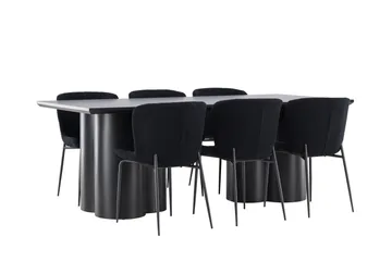 Spisegruppe Venture Home Olivia spisegruppe 210 cm rektangulær med 6 Modesto stole Sort/Sort/Sort - Møbler - Borde - Spisebordssæt