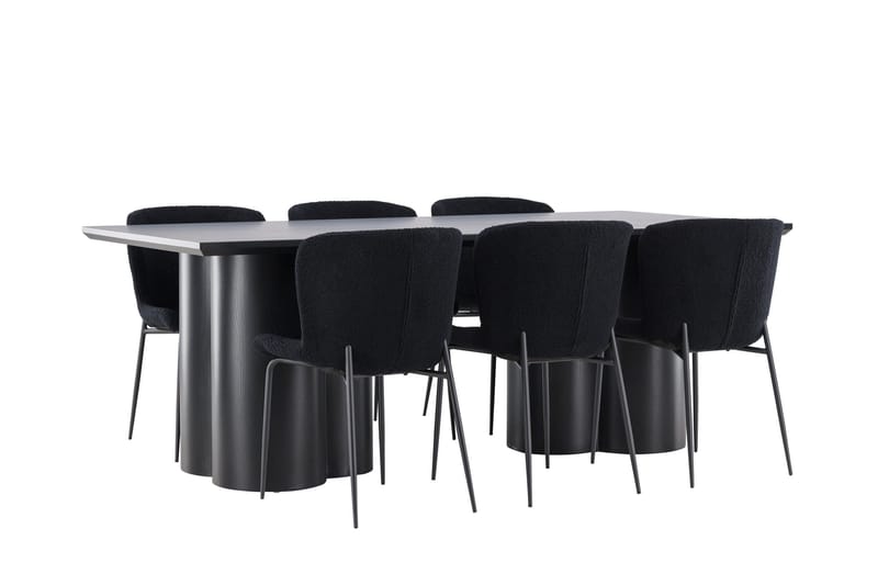 Spisegruppe Venture Home Olivia spisegruppe 210 cm rektangulær med 6 Modesto stole Sort/Sort/Sort - Møbler - Borde - Spisebordssæt