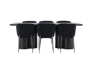 Spisegruppe Venture Home Olivia spisegruppe 210 cm rektangulær med 6 Modesto stole Sort/Sort/Sort - Møbler - Borde - Spisebordssæt