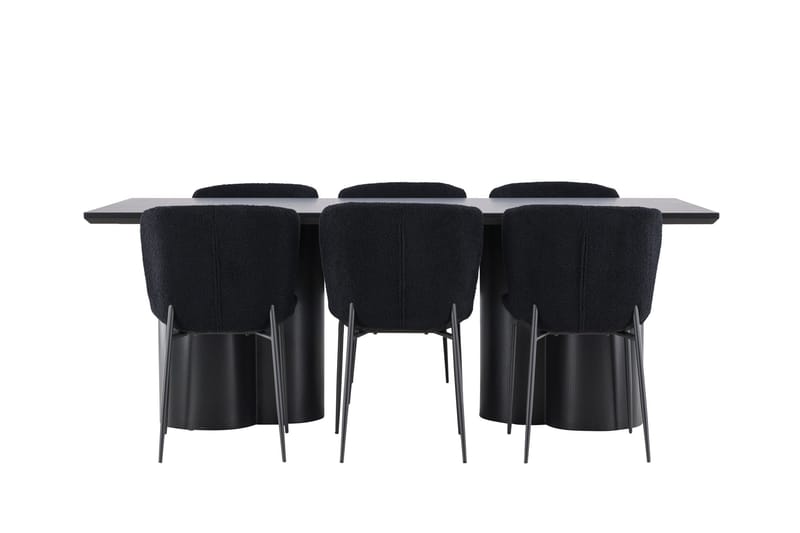Spisegruppe Venture Home Olivia spisegruppe 210 cm rektangulær med 6 Modesto stole Sort/Sort/Sort - Møbler - Borde - Spisebordssæt