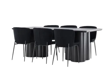 Spisegruppe Venture Home Olivia spisegruppe 210 cm rektangulær med 6 Modesto stole Sort/Sort/Sort - Møbler - Borde - Spisebordssæt