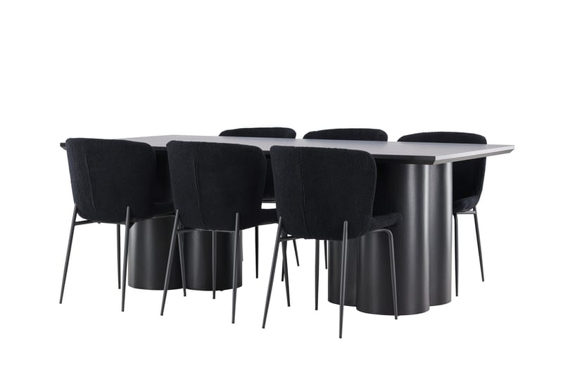 Spisegruppe Venture Home Olivia spisegruppe 210 cm rektangulær med 6 Modesto stole Sort/Sort/Sort - Møbler - Borde - Spisebordssæt