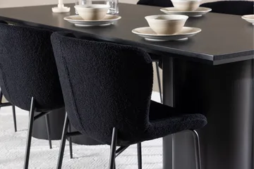 Spisegruppe Venture Home Olivia spisegruppe 210 cm rektangulær med 6 Modesto stole Sort/Sort/Sort - Møbler - Borde - Spisebordssæt