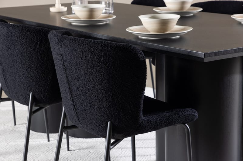 Spisegruppe Venture Home Olivia spisegruppe 210 cm rektangulær med 6 Modesto stole Sort/Sort/Sort - Møbler - Borde - Spisebordssæt