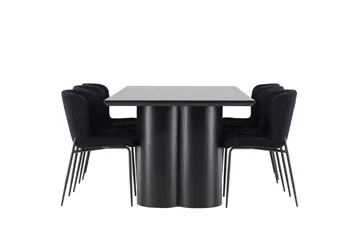 Spisegruppe Venture Home Olivia spisegruppe 210 cm rektangulær med 6 Modesto stole Sort/Sort/Sort - Møbler - Borde - Spisebordssæt