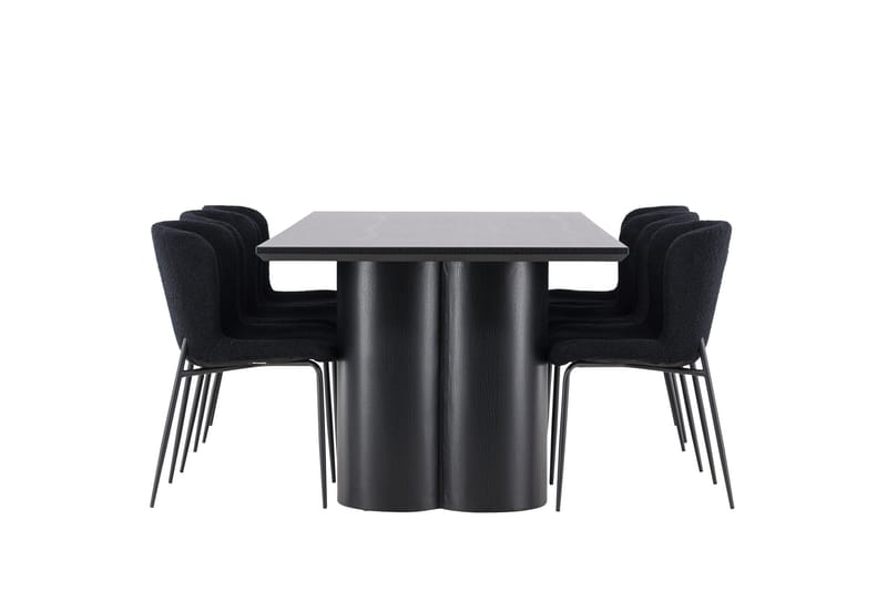 Spisegruppe Venture Home Olivia spisegruppe 210 cm rektangulær med 6 Modesto stole Sort/Sort/Sort - Møbler - Borde - Spisebordssæt