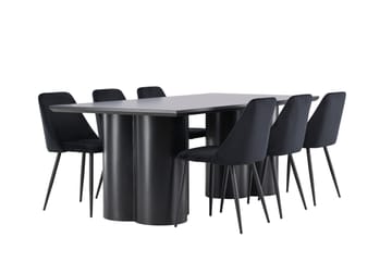 Spisegruppe Venture Home Olivia spisegruppe 210 cm rektangulær med 6 Night stole Sort/Sort/Sort - Møbler - Borde - Spisebordssæt