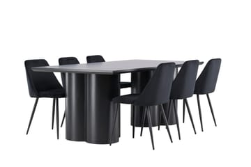 Spisegruppe Venture Home Olivia spisegruppe 210 cm rektangulær med 6 Night stole Sort/Sort/Sort - Møbler - Borde - Spisebordssæt