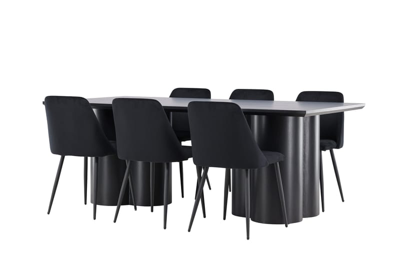Spisegruppe Venture Home Olivia spisegruppe 210 cm rektangulær med 6 Night stole Sort/Sort/Sort - Møbler - Borde - Spisebordssæt