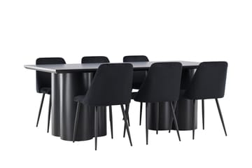 Spisegruppe Venture Home Olivia spisegruppe 210 cm rektangulær med 6 Night stole Sort/Sort/Sort - Møbler - Borde - Spisebordssæt