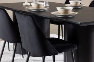 Spisegruppe Venture Home Olivia spisegruppe 210 cm rektangulær med 6 Night stole Sort/Sort/Sort - Møbler - Borde - Spisebordssæt