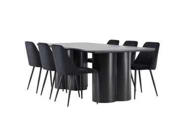 Spisegruppe Venture Home Olivia spisegruppe 210 cm rektangulær med 6 Night stole Sort/Sort/Sort - Møbler - Borde - Spisebordssæt