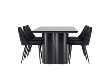Spisegruppe Venture Home Olivia spisegruppe 210 cm rektangulær med 6 Night stole Sort/Sort/Sort - Møbler - Borde - Spisebordssæt