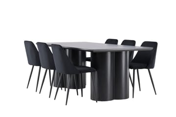 Spisegruppe Venture Home Olivia spisegruppe 210 cm rektangulær med 6 Night stole Sort/Sort/Sort - Møbler - Borde - Spisebordssæt