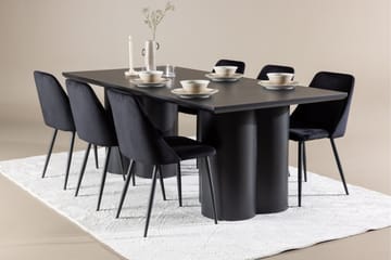 Spisegruppe Venture Home Olivia spisegruppe 210 cm rektangulær med 6 Night stole Sort/Sort/Sort - Møbler - Borde - Spisebordssæt