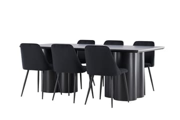 Spisegruppe Venture Home Olivia spisegruppe 210 cm rektangulær med 6 Night stole Sort/Sort/Sort - Møbler - Borde - Spisebordssæt