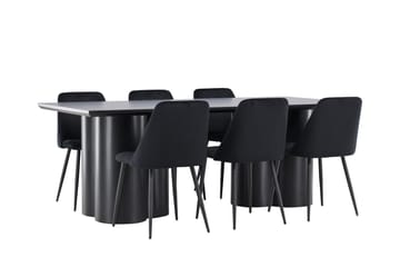 Spisegruppe Venture Home Olivia spisegruppe 210 cm rektangulær med 6 Night stole Sort/Sort/Sort - Møbler - Borde - Spisebordssæt
