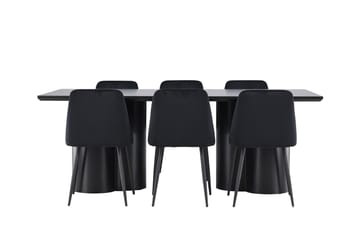 Spisegruppe Venture Home Olivia spisegruppe 210 cm rektangulær med 6 Night stole Sort/Sort/Sort - Møbler - Borde - Spisebordssæt