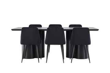 Spisegruppe Venture Home Olivia spisegruppe 210 cm rektangulær med 6 Night stole Sort/Sort/Sort - Møbler - Borde - Spisebordssæt
