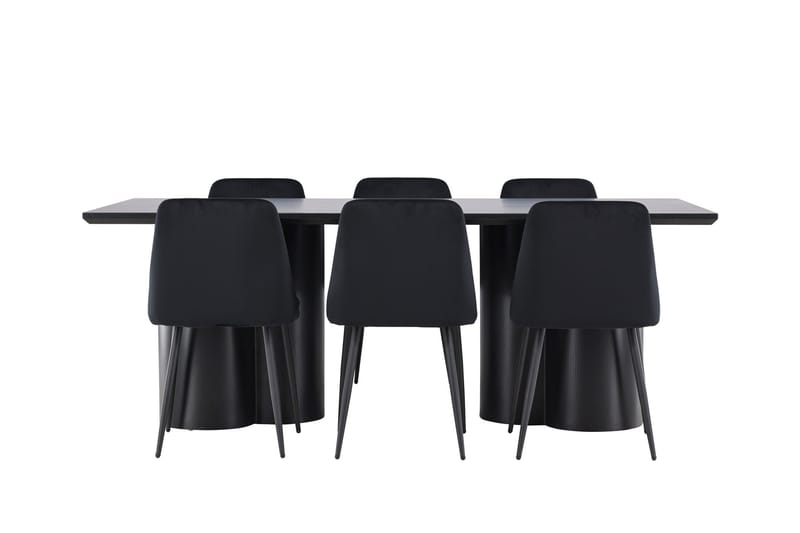 Spisegruppe Venture Home Olivia spisegruppe 210 cm rektangulær med 6 Night stole Sort/Sort/Sort - Møbler - Borde - Spisebordssæt