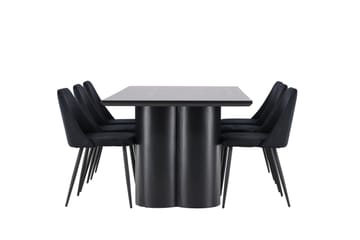 Spisegruppe Venture Home Olivia spisegruppe 210 cm rektangulær med 6 Night stole Sort/Sort/Sort - Møbler - Borde - Spisebordssæt