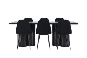 Spisegruppe Venture Home Olivia spisegruppe 210 cm rektangulær med 6 Polar-stole Sort/Sort/Sort - Møbler - Borde - Spisebordssæt