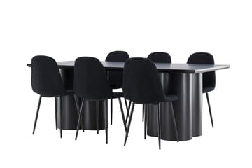 Spisegruppe Venture Home Olivia spisegruppe 210 cm rektangulær med 6 Polar-stole Sort/Sort/Sort - Møbler - Borde - Spisebordssæt
