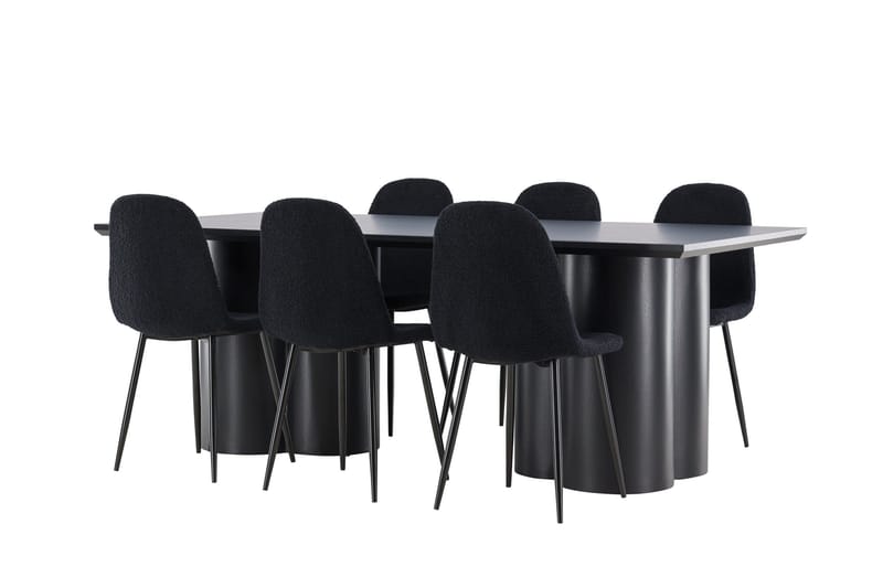 Spisegruppe Venture Home Olivia spisegruppe 210 cm rektangulær med 6 Polar-stole Sort/Sort/Sort - Møbler - Borde - Spisebordssæt