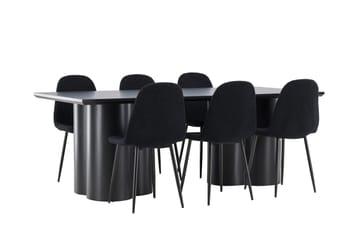 Spisegruppe Venture Home Olivia spisegruppe 210 cm rektangulær med 6 Polar-stole Sort/Sort/Sort - Møbler - Borde - Spisebordssæt