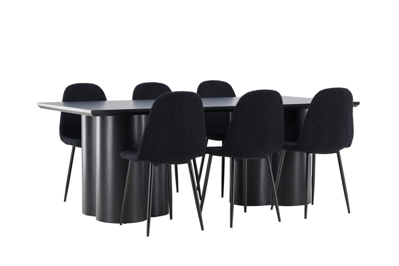 Spisegruppe Venture Home Olivia spisegruppe 210 cm rektangulær med 6 Polar-stole Sort/Sort/Sort - Møbler - Borde - Spisebordssæt