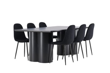 Spisegruppe Venture Home Olivia spisegruppe 210 cm rektangulær med 6 Polar-stole Sort/Sort/Sort - Møbler - Borde - Spisebordssæt