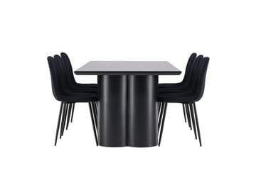 Spisegruppe Venture Home Olivia spisegruppe 210 cm rektangulær med 6 Polar-stole Sort/Sort/Sort - Møbler - Borde - Spisebordssæt