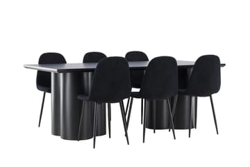 Spisegruppe Venture Home Olivia spisegruppe 210 cm rektangulær med 6 Polar-stole Sort/Sort/Sort - Møbler - Borde - Spisebordssæt