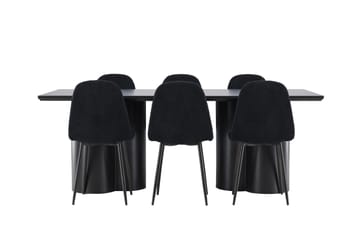 Spisegruppe Venture Home Olivia spisegruppe 210 cm rektangulær med 6 Polar-stole Sort/Sort/Sort - Møbler - Borde - Spisebordssæt
