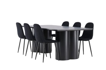 Spisegruppe Venture Home Olivia spisegruppe 210 cm rektangulær med 6 Polar-stole Sort/Sort/Sort - Møbler - Borde - Spisebordssæt