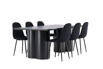Spisegruppe Venture Home Olivia spisegruppe 210 cm rektangulær med 6 Polar-stole Sort/Sort/Sort - Møbler - Borde - Spisebordssæt