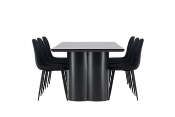 Spisegruppe Venture Home Olivia spisegruppe 210 cm rektangulær med 6 Polar-stole Sort/Sort/Sort - Møbler - Borde - Spisebordssæt