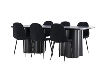 Spisegruppe Venture Home Olivia spisegruppe 210 cm rektangulær med 6 Polar-stole Sort/Sort/Sort - Møbler - Borde - Spisebordssæt