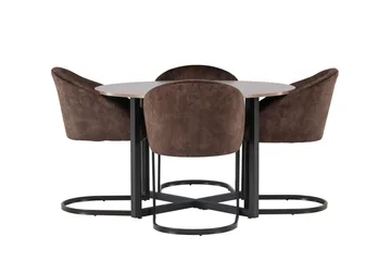 Spisegruppe Venture Home Silar spisegruppe 120 cm rund med 4 Evening-stole Valnød - Møbler - Borde - Spisebordssæt