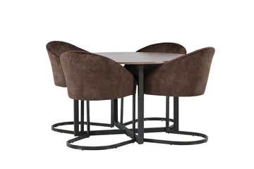 Spisegruppe Venture Home Silar spisegruppe 120 cm rund med 4 Evening-stole Valnød - Møbler - Borde - Spisebordssæt