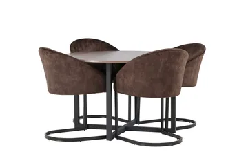 Spisegruppe Venture Home Silar spisegruppe 120 cm rund med 4 Evening-stole Valnød - Møbler - Borde - Spisebordssæt